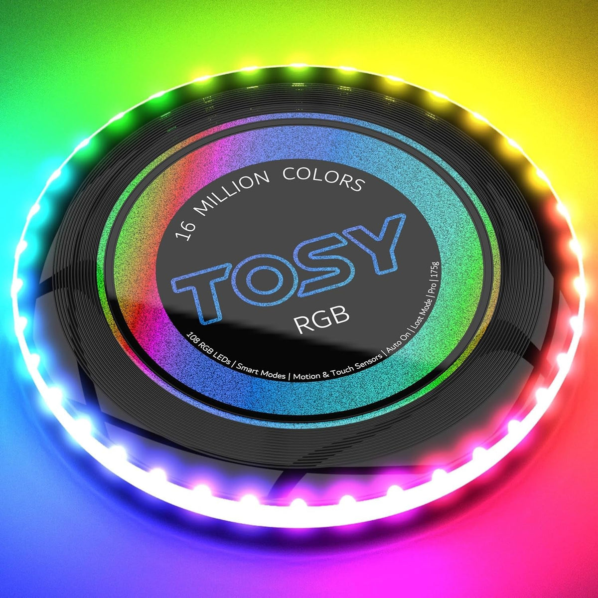 Flying Disc - 16 Million Color RGB or 36 or 360 Leds, Extremely Bright, Smart Modes, Auto Light Up, Rechargeable, 175G Frisbee - JD Gifts