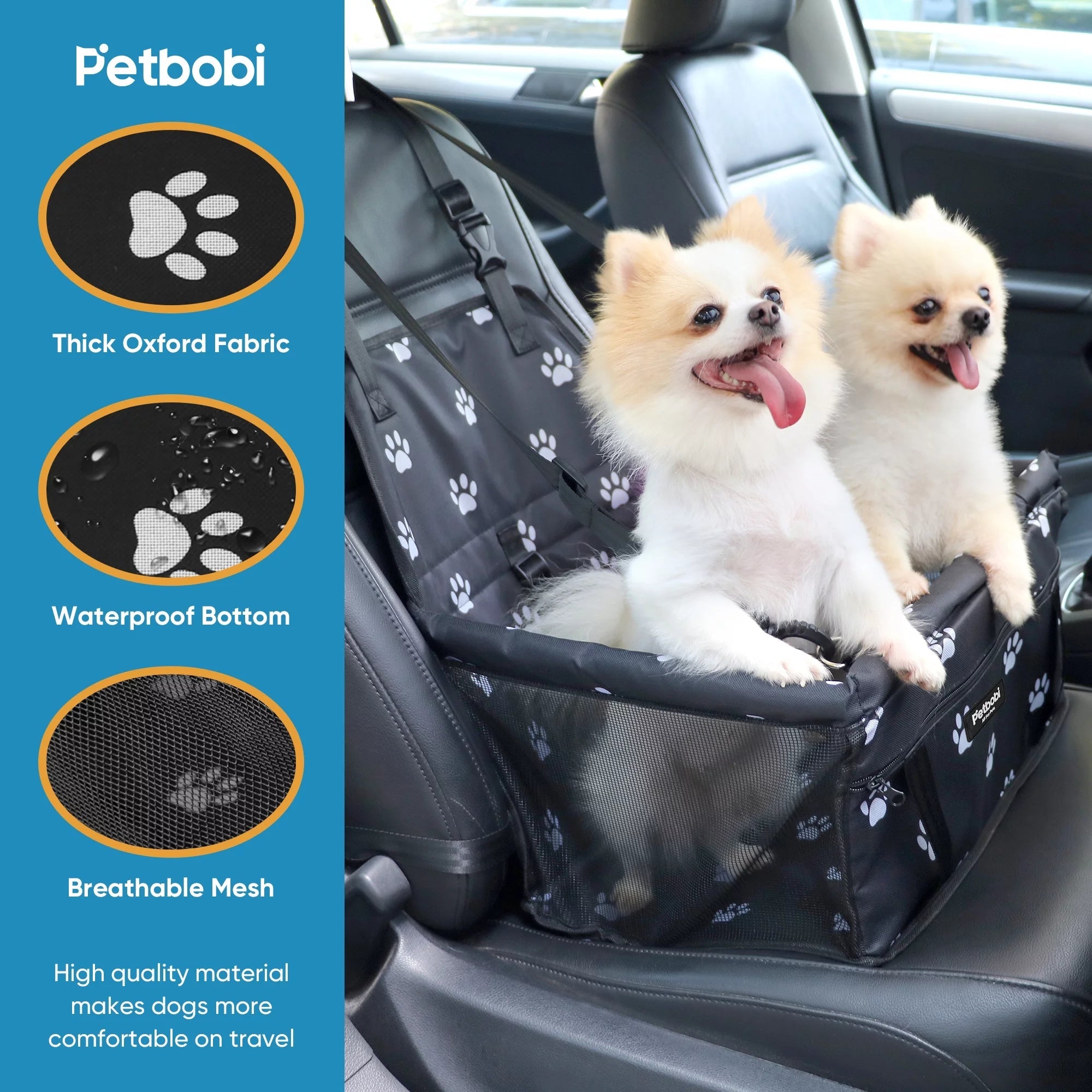 Foldable Waterproof Dog Car Booster Seat for Small to Medium Dogs - JD Gifts