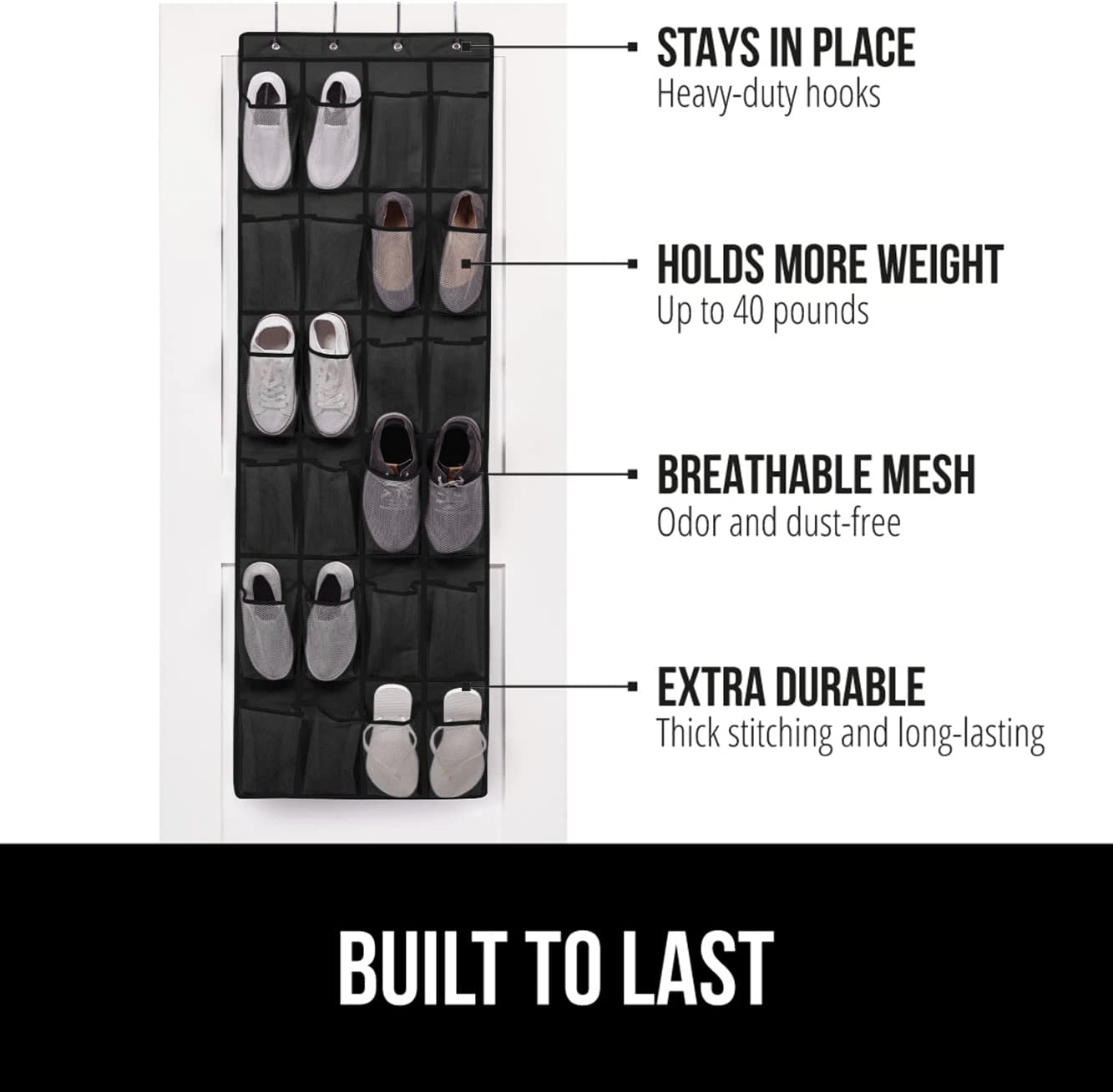 XL Over-the-Door Shoe Organizer – 24-Pocket Heavy-Duty Hanging Storage Solution - JD Gifts