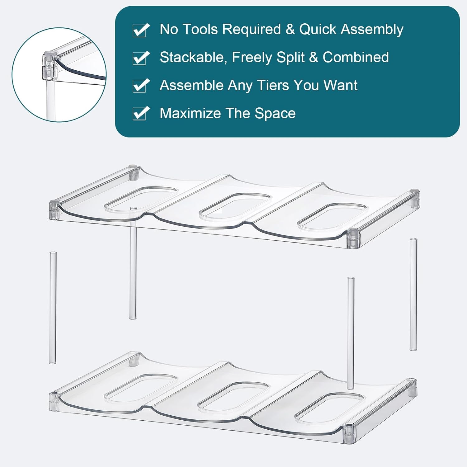 LANDNEOO 3-Tier Stackable Water Bottle Organizer – Clear Storage Rack for Large Tumblers & Bottles - JD Gifts