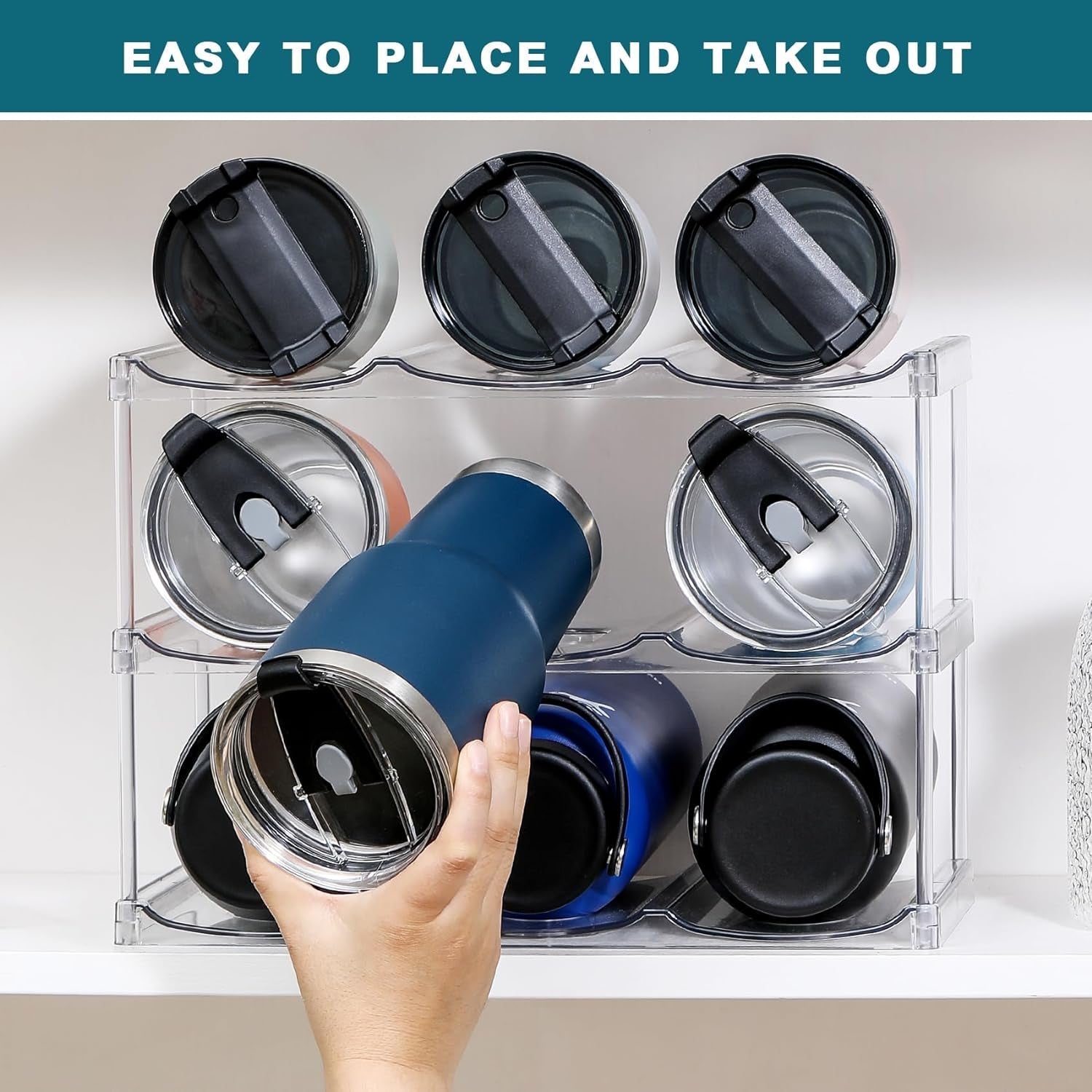 LANDNEOO 3-Tier Stackable Water Bottle Organizer – Clear Storage Rack for Large Tumblers & Bottles - JD Gifts