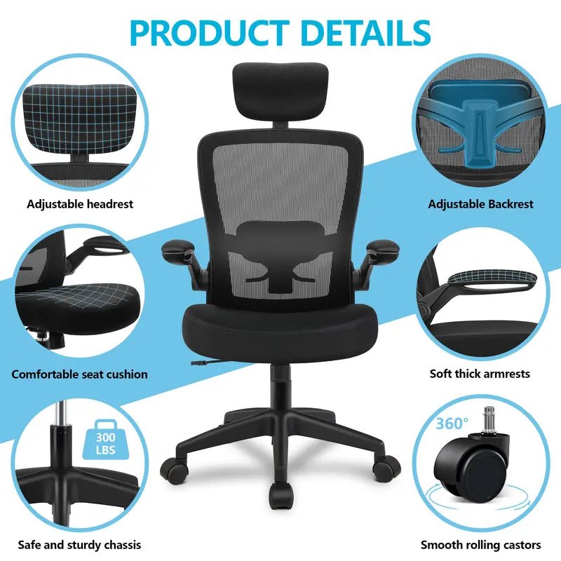 Luxury Ergonomic Office Chair with Adjustable Lumbar Support and High Back - JD Gifts