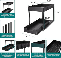MEAFBIRD 2-Pack Expandable Under-Sink Organizer – 2-Tier Sliding Storage Rack for Kitchen & Bathroom (Black) - JD Gifts