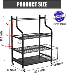 Professional Mobile Fitness Organizer – Heavy-Duty 3-Tier Gym Equipment Rack with Hooks, Baskets & Mat Holder - JD Gifts
