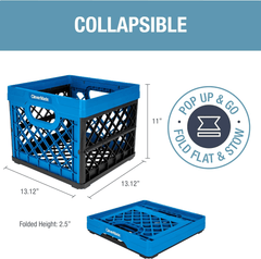 Neptune Blue 3-Pack Collapsible Storage Crates – 25L Heavy-Duty Stackable Bins for Home, Garage & Office Organization - JD Gifts