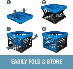 Neptune Blue 3-Pack Collapsible Storage Crates – 25L Heavy-Duty Stackable Bins for Home, Garage & Office Organization - JD Gifts