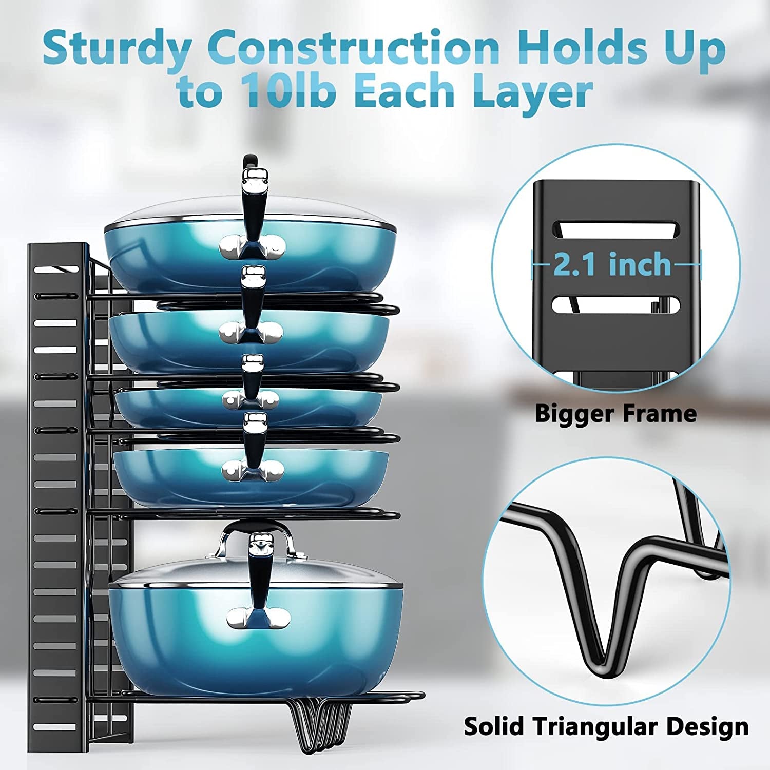 ORDORA 8-Tier Adjustable Pot & Pan Organizer – Versatile Rack for Lids, Bakeware & Cookware - JD Gifts