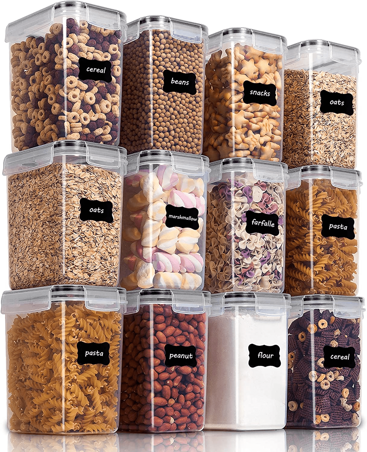 Premium 12 - Piece Airtight Pantry Organization Set - 1.6L BPA - Free Containers with Labels - JD Gifts