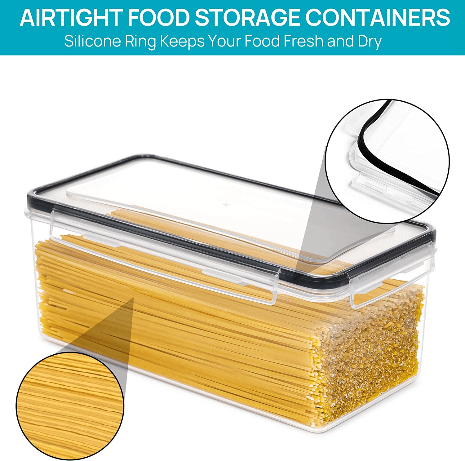 Premium 4 - Piece Pasta Storage System - 3.2L Airtight Containers with Smart - Seal Lids - JD Gifts