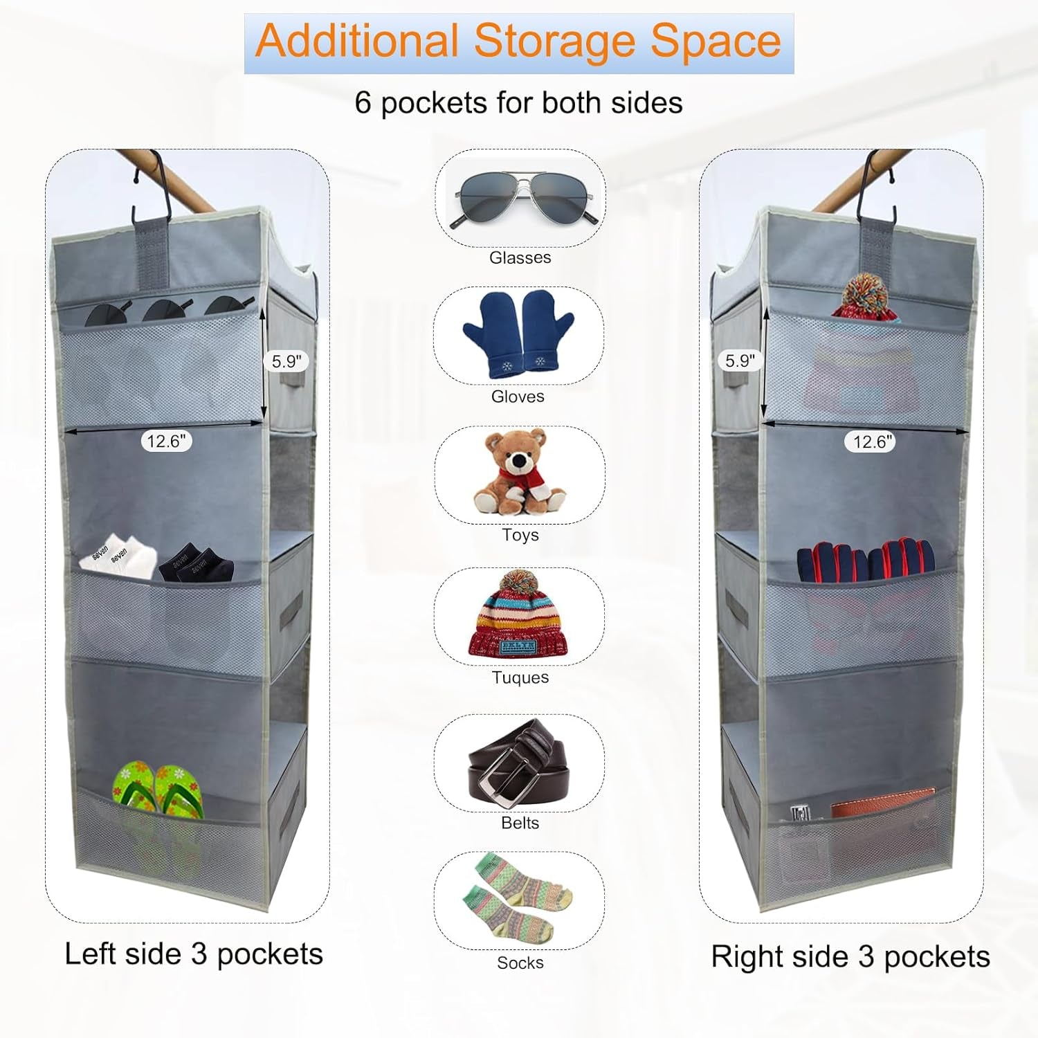 Premium 6-Shelf Hanging Closet Organizer with Removable Drawers – Foldable Linen Storage Solution - JD Gifts