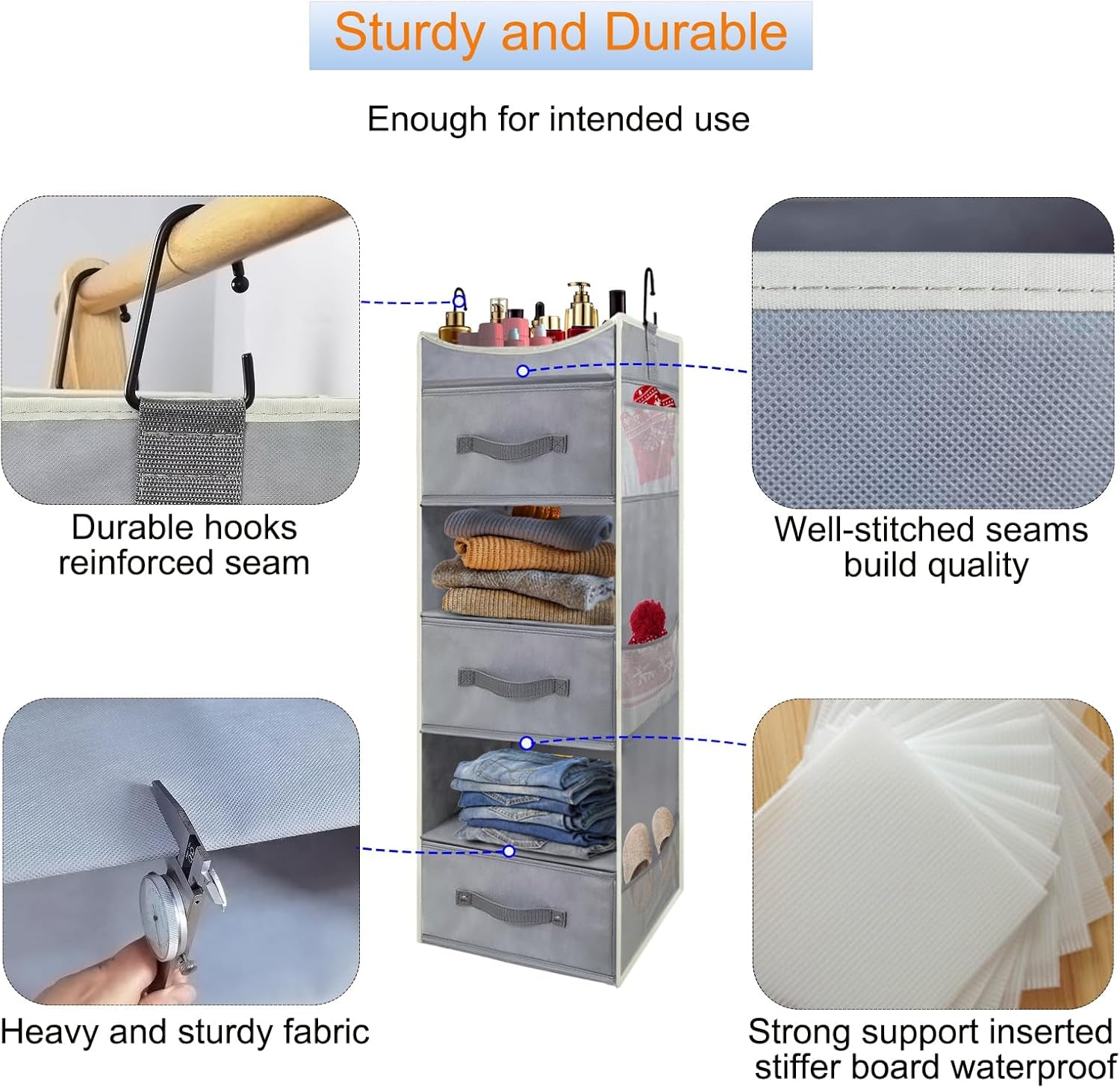 Premium 6-Shelf Hanging Closet Organizer with Removable Drawers – Foldable Linen Storage Solution - JD Gifts