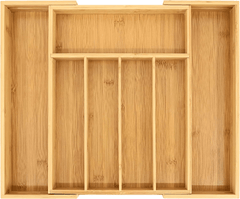 VaeFae Expandable Bamboo Cutlery Organizer – Adjustable Storage Solution for Modern Kitchens - JD Gifts