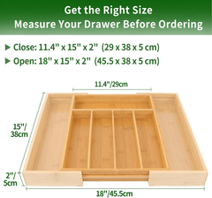 VaeFae Expandable Bamboo Cutlery Organizer – Adjustable Storage Solution for Modern Kitchens - JD Gifts