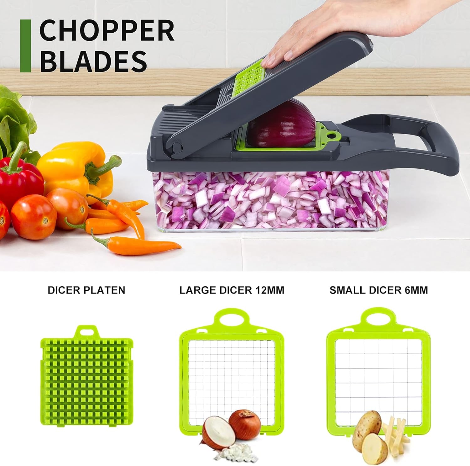 Pro 10-in-1 Vegetable Chopper and Slicer with Mandolin Slicer - Grey - JD Gifts