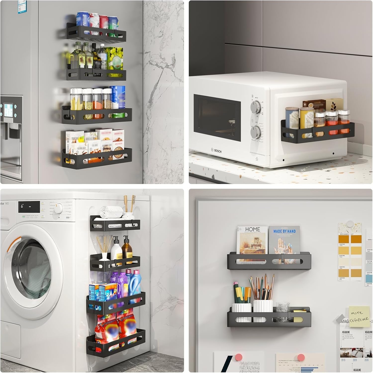 Sevenblue 4-Pack Magnetic Spice Rack Set – Versatile Fridge & Metal Surface Organizer - JD Gifts