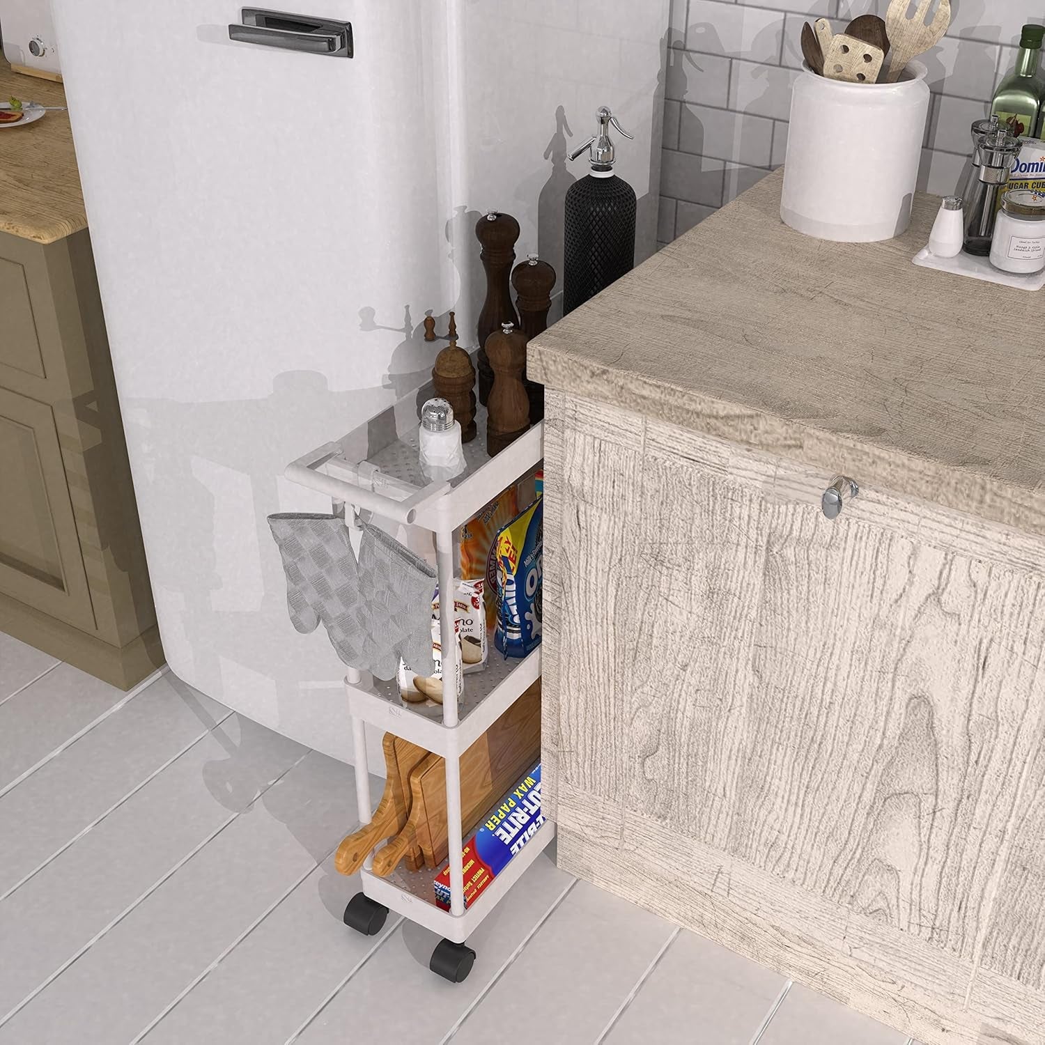 SimpleHouseware 3-Tier Slim Rolling Storage Cart – Compact Organizer for Tight Spaces - JD Gifts