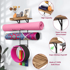 Carbonized Black Yoga Mat Storage Station – Floating Wall-Mount Shelf for Stylish Home Gym Organization - JD Gifts