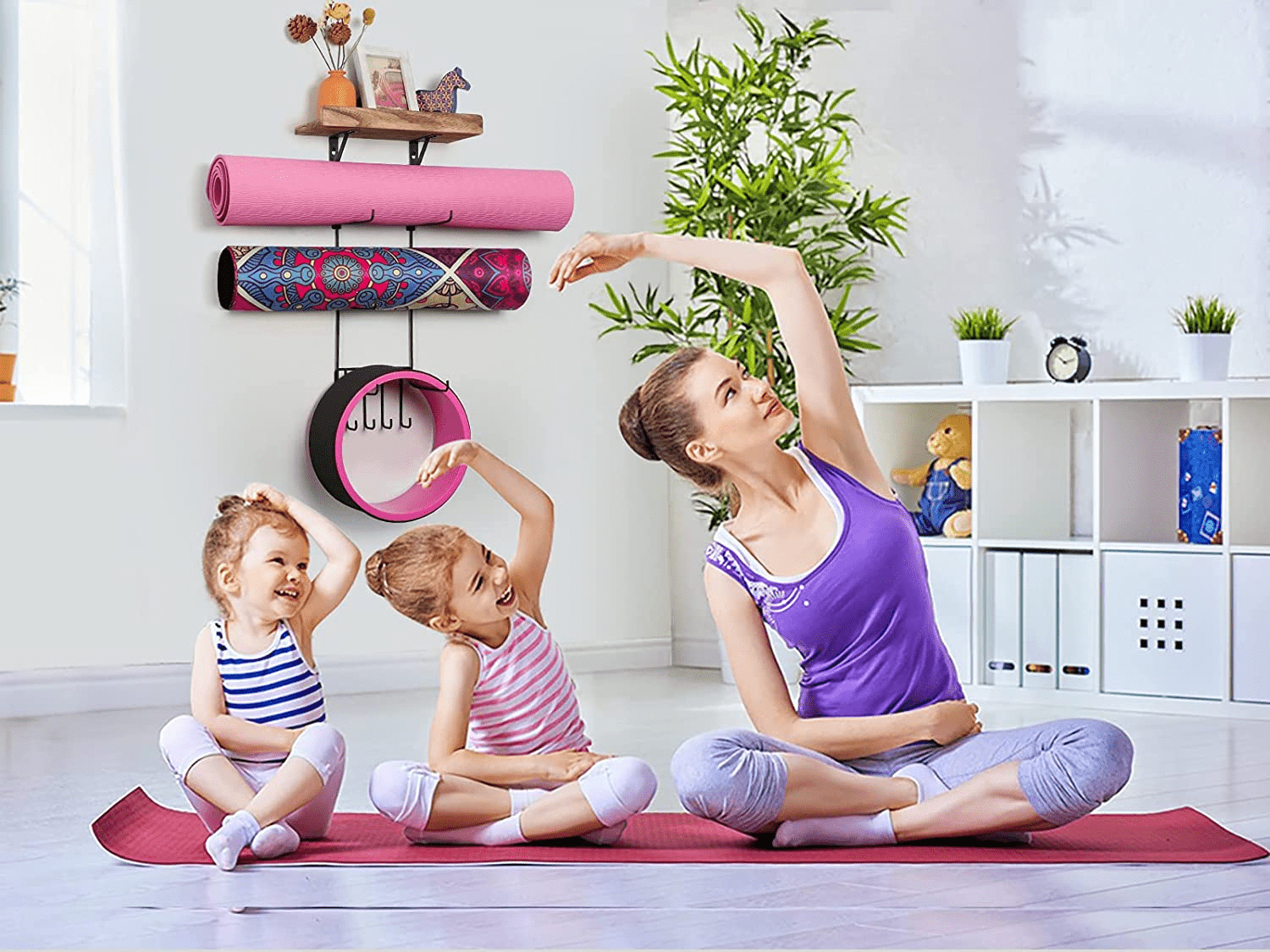 Carbonized Black Yoga Mat Storage Station – Floating Wall-Mount Shelf for Stylish Home Gym Organization - JD Gifts