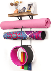 Carbonized Black Yoga Mat Storage Station – Floating Wall-Mount Shelf for Stylish Home Gym Organization - JD Gifts