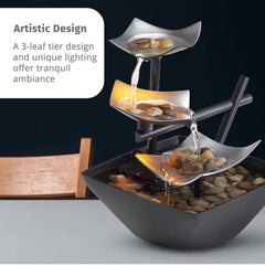 Zen Water Fountain with Soothing Sounds and Natural River Rocks - Perfect for Home and Office Décor - JD Gifts